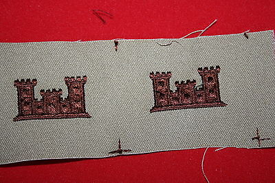 ORIGINAL US ARMY BROWN TAN DESERT SUBDUED CLOTH ENGINEER'S COLLAR BADGES