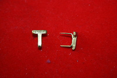 ORIGINAL WW1 BRITISH ARMY TERRITORIAL T LAPEL LETTER COLLAR BADGES GILT BRASS